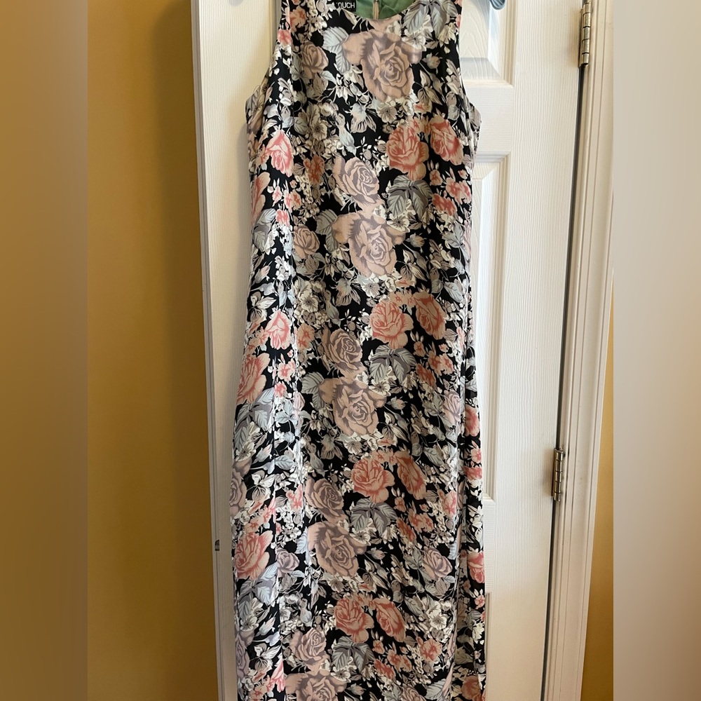 VINTAGE floral dress, short but sheer to the floor